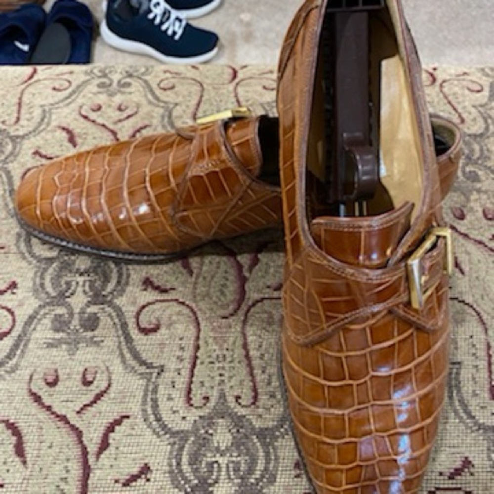 Men's Brown Crocodile Pattern Loafers